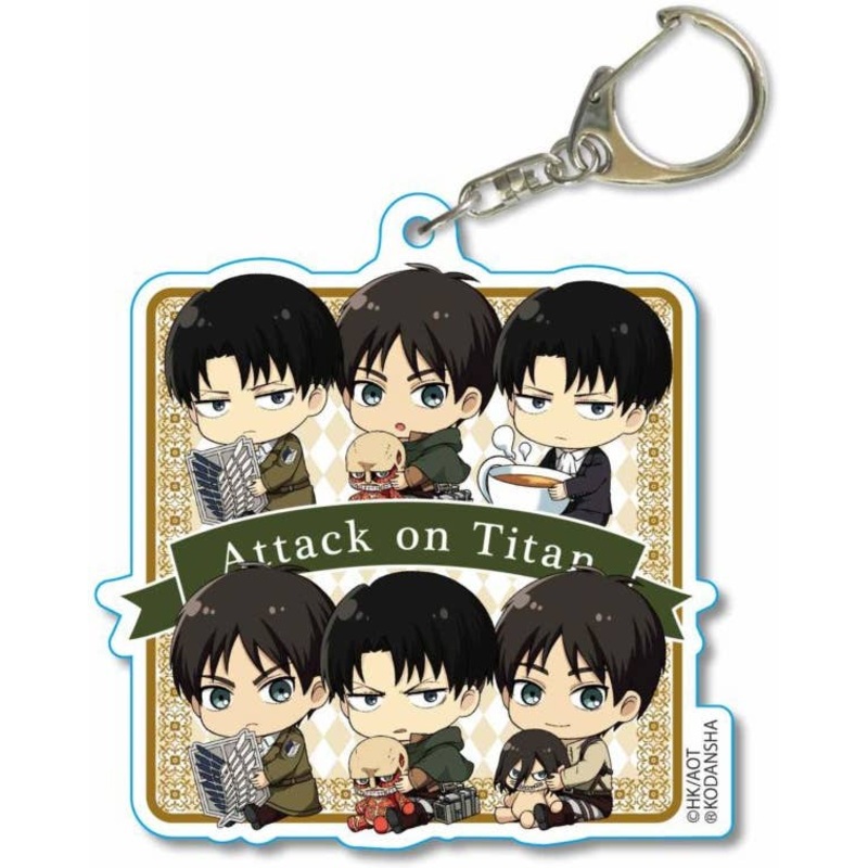 Attack on Titan 3: Gyugyutto Choi Big Acrylic Keychain: Eren & Levi (Gathering)