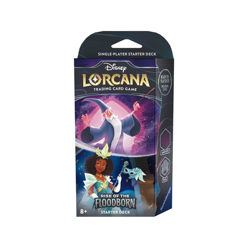 Disney – Lorcana – Rise of the Floodborn – Starter Deck – Amethyst & Steel Merlin and Tiana