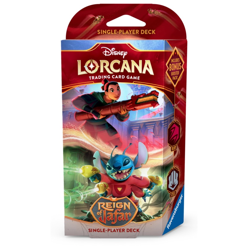 Disney – Lorcana – Reign of Jafar – Starter Deck – Ruby & Steel – Mulan & Stitch