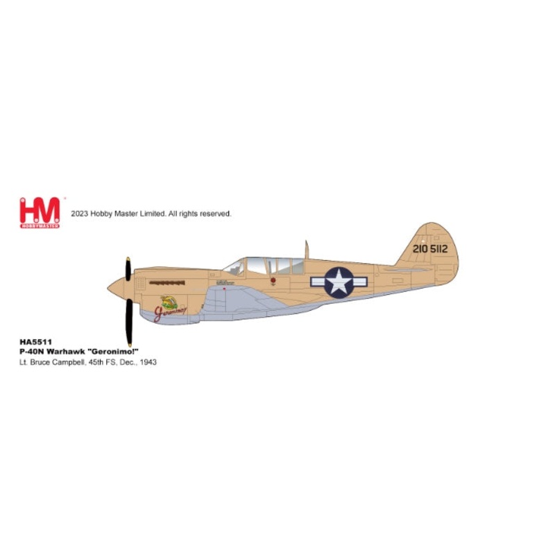 1/72 P-40N Warhawk “Geronimo!” Lt. Bruce Campbell 45th FS Dec. 1943