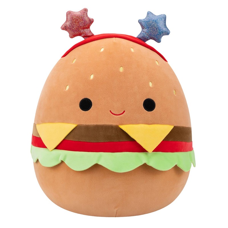 14-Inch Carl the Cheeseburger with Red and Blue Star Headband 14″
