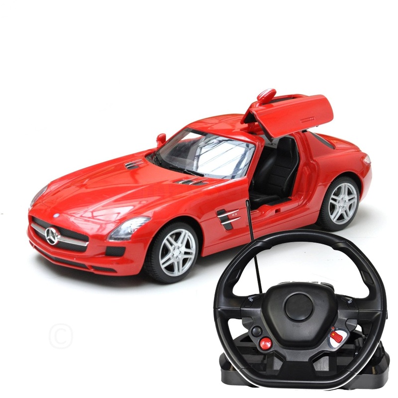 Mercedes Benz SLS Remote Controlled Car Steering Wheel 1:14 Scale Toy R/C – Red