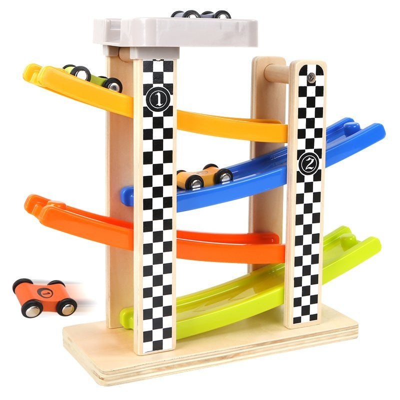 Top Bright Wooden & Plastic Racing Track With 4 Cars Included