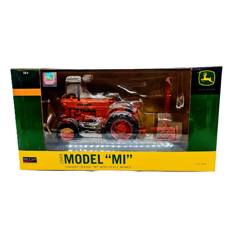 1/16 1949 John Deere Model MI Tractor Highway Orange W/ Sickle Mower