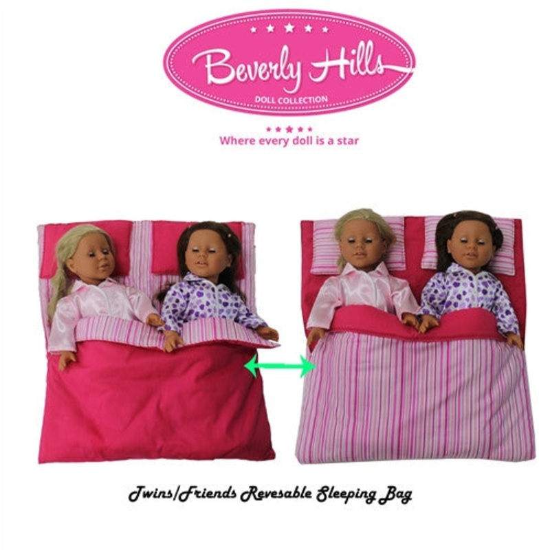 Beverly Hills Reversible Doll twin/friend sleeping bag Fits American girl 18” Doll