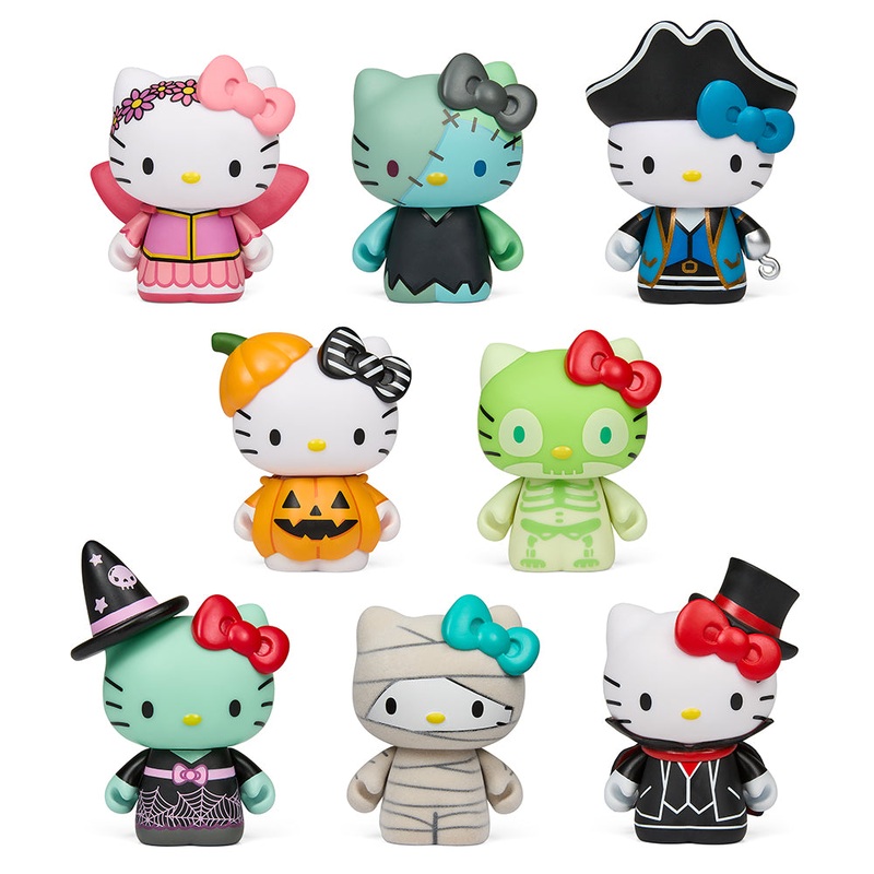 Hello Kitty Halloween Costumes Collectible Vinyl Mini Figures – Limited Edition Series Green GID Skelebones