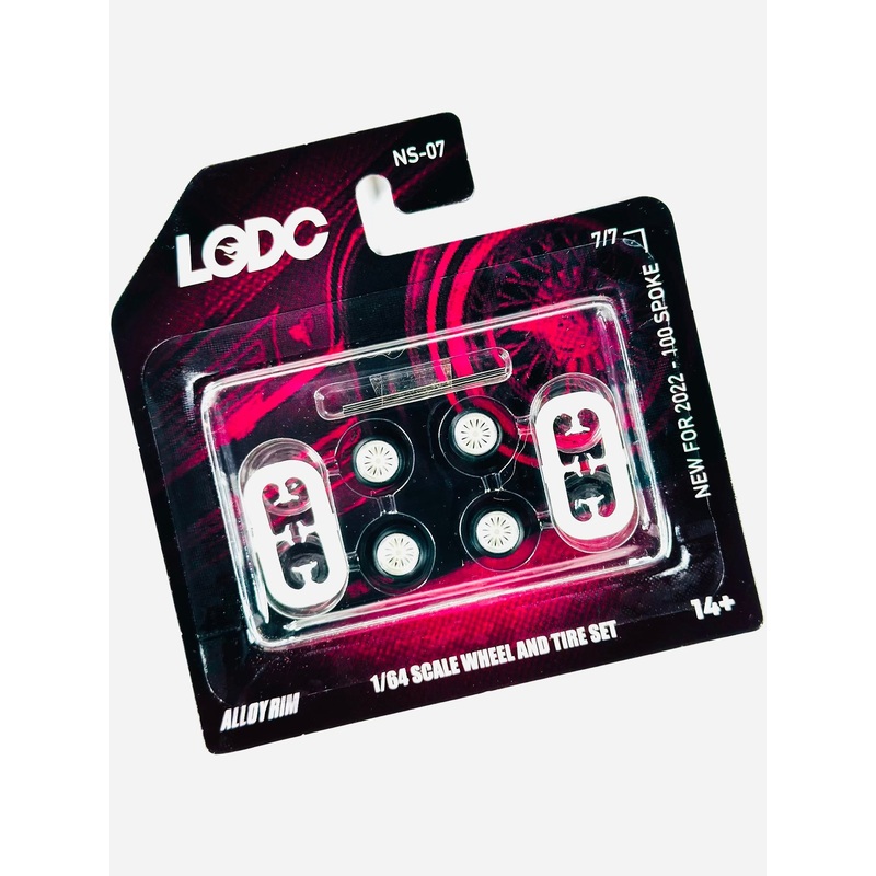 LODC Series 2 Alloy 100 Spoke Rims Wheels & Tire Set W/ Axles NS-07 (7/7) White 8mm