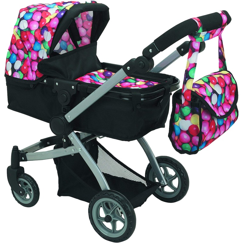 9651-B Bugaboo DOLL Bassinet Stroller with Diaper Bag and Swivel Wheels- Gumball