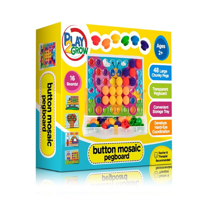 Play2Grow Button Mosaic Peg Board, Ages 2+