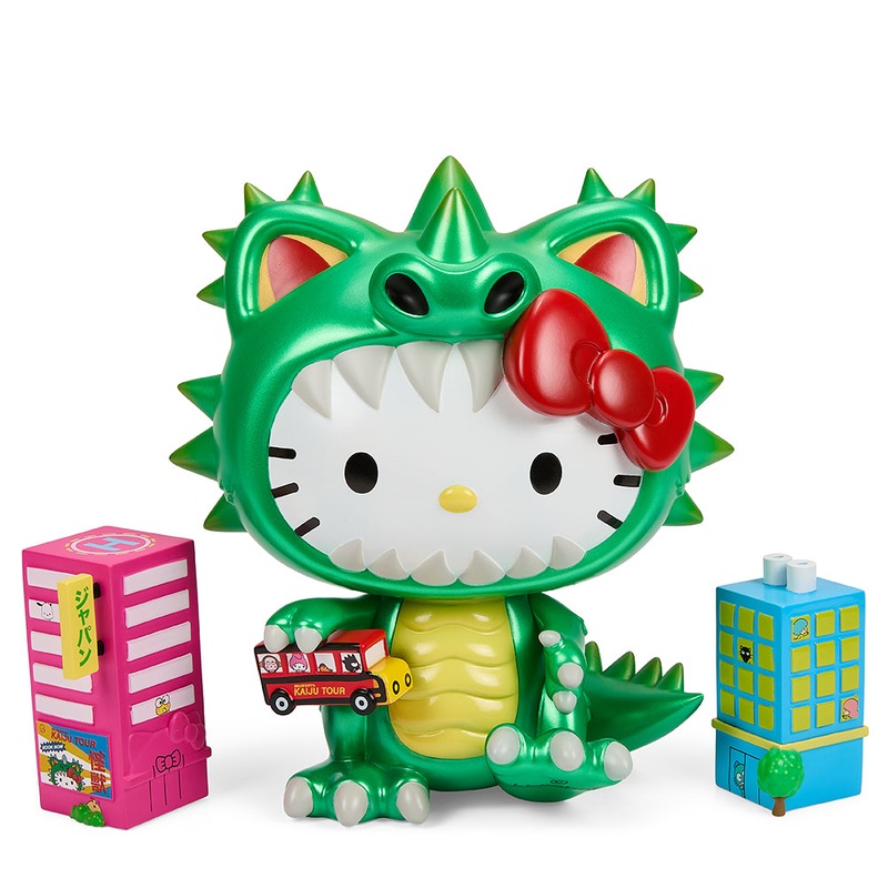Hello Kitty Kaiju Cosplay 8″ Vinyl Art Figure – Metallic Green Edition