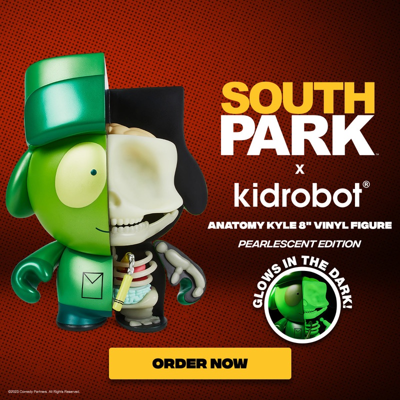 South Park Anatomy Kyle 8″ Vinyl Figure – Kidrobot.com Pearlescent GID Exclusive (Limited Edition of 400)