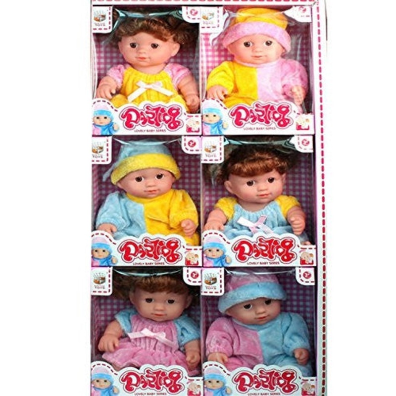 Twin Dolls, 3 Sets Boys & Girls, 7” Brunette