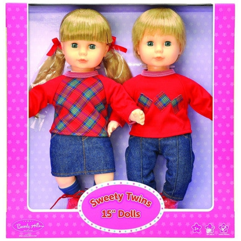Beverly Hills Sweety Twins 15” Blond Dolls, Matching Boy & Girl