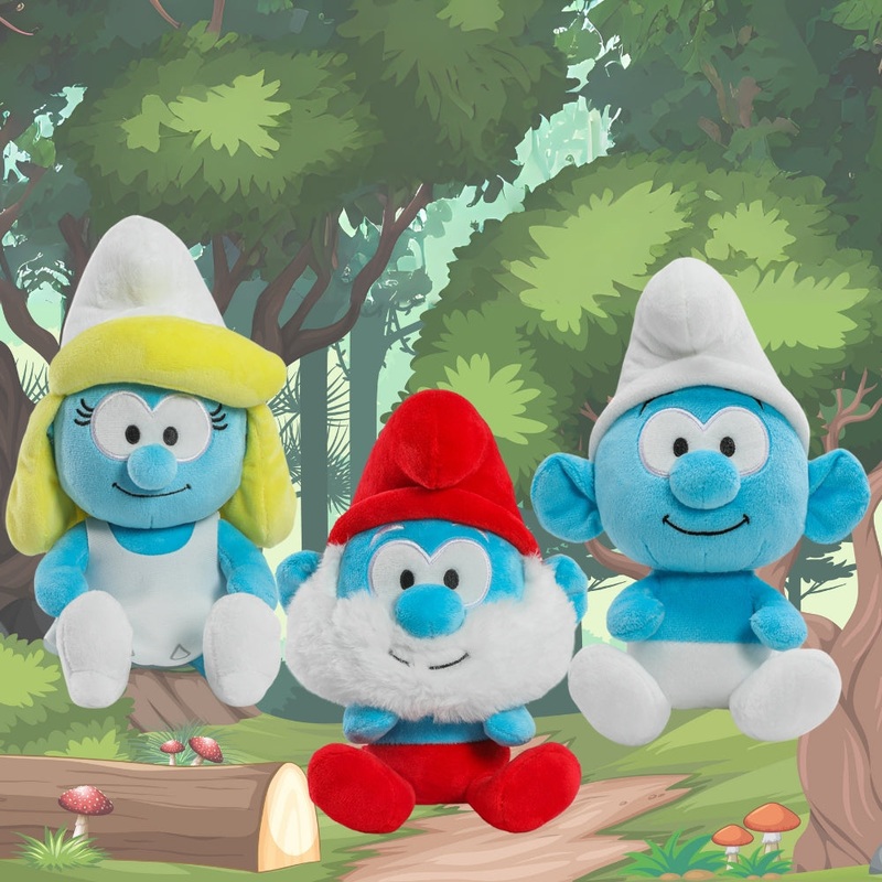 The Smurfs – Smurfette, Papa Smurf and Clumsy Smurf Phunny Plush Bundle