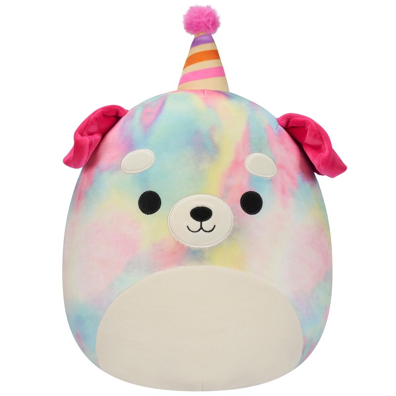 12-Inch Delenne the Rainbow Tie-Dye Dog With Party Hat 12″