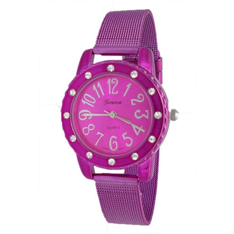 Purple-Tone Stainless Steel Watch
