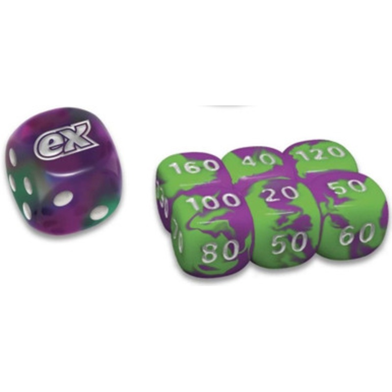 SV Shrouded Fable Green & Purple Die w/ Green & Purple (small) Dice
