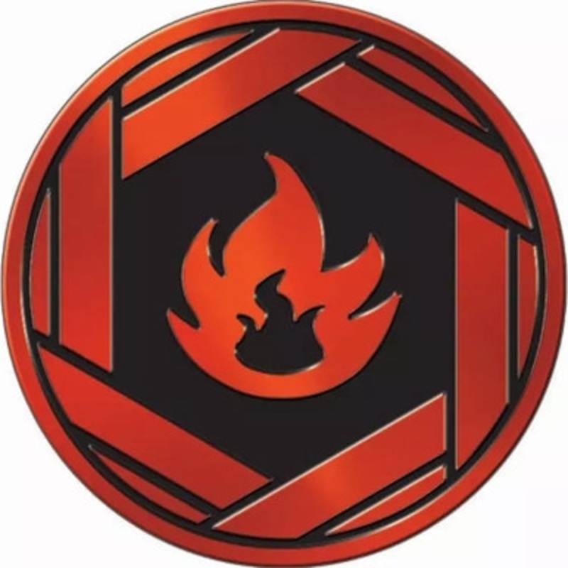 Red & Black Clear Oversized Fire Symbol Coin