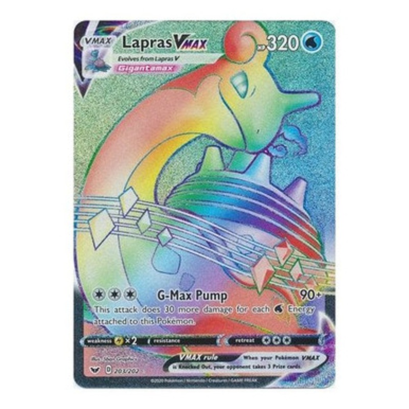 Sword & Shield (Base) 203/202 Lapras VMAX (Rainbow Rare)