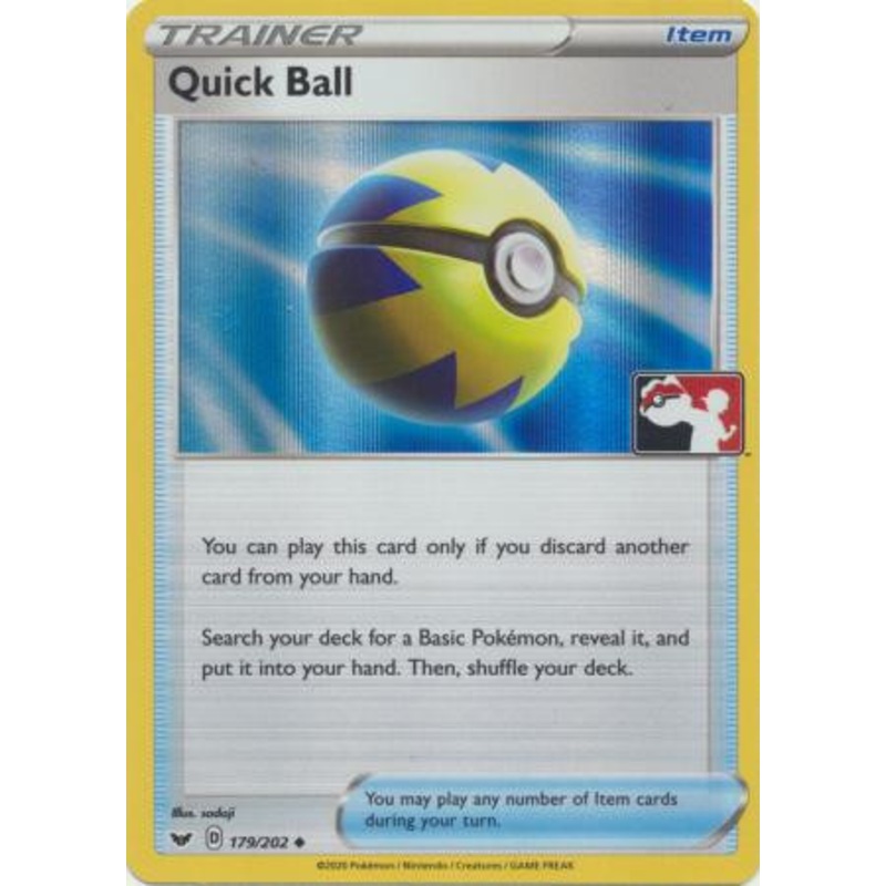 Sword & Shield (Base) 179/202 Quick Ball (Prize Pack League Promo Holo)