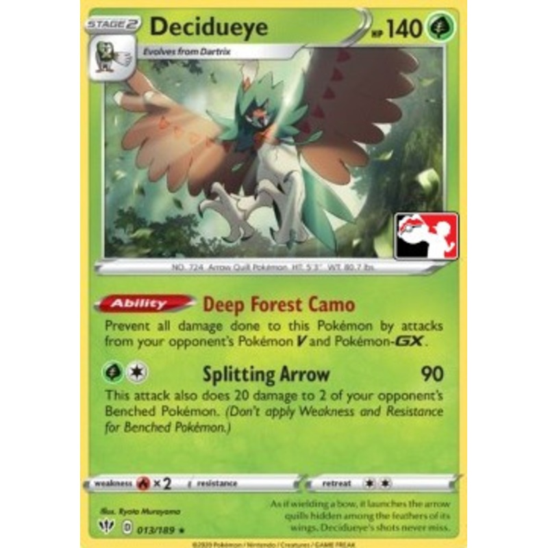 Darkness Ablaze 013/189 Decidueye (Prize Pack League Promo Non-Holo)