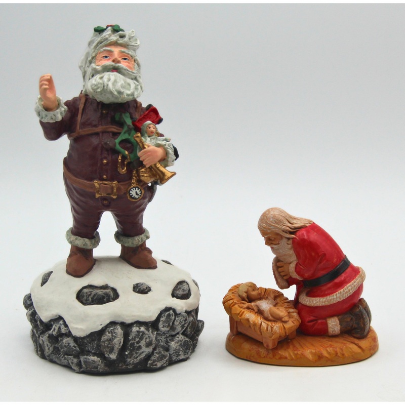 Lot of 2: Kneeling Santa & History of Santa Figurines | Please Read