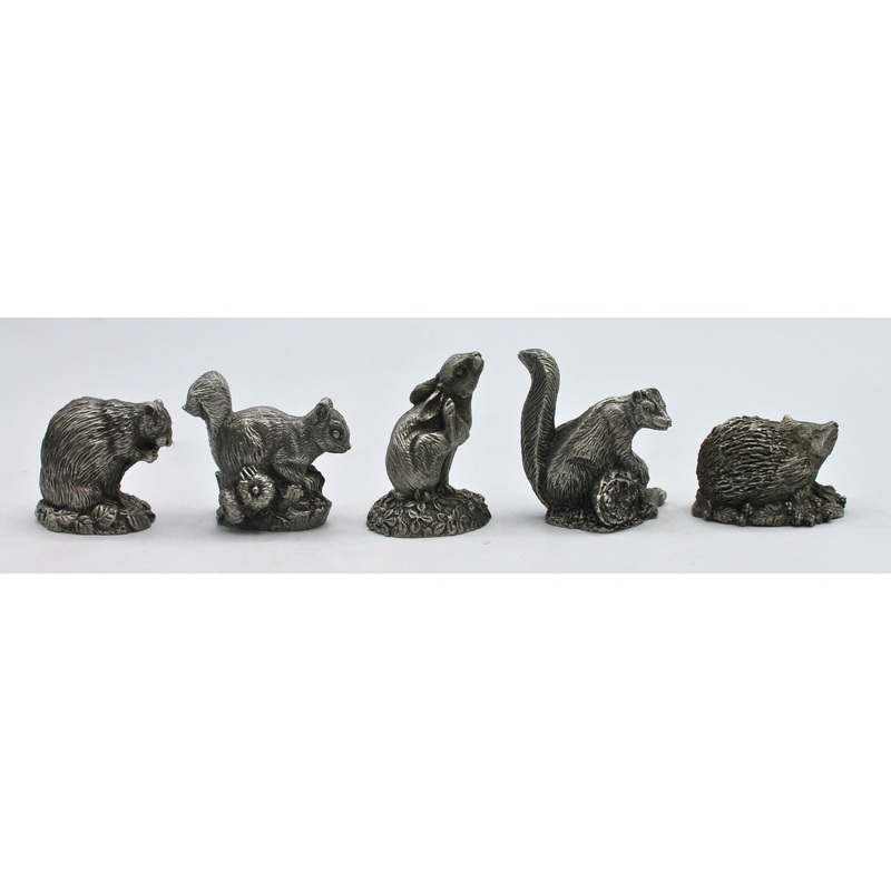 Lot of 5: Jane Lunger Pewter Animal Collection