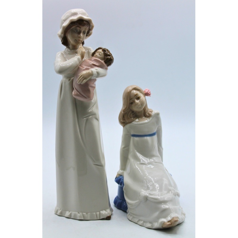 Lot of 2: Mother with Baby & Sitting Girl Figurines | Please Read