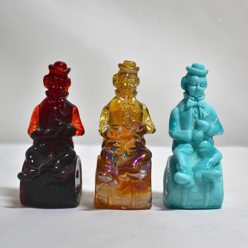 Lot of 3 Mosser Glass: Performer Clown Figurines