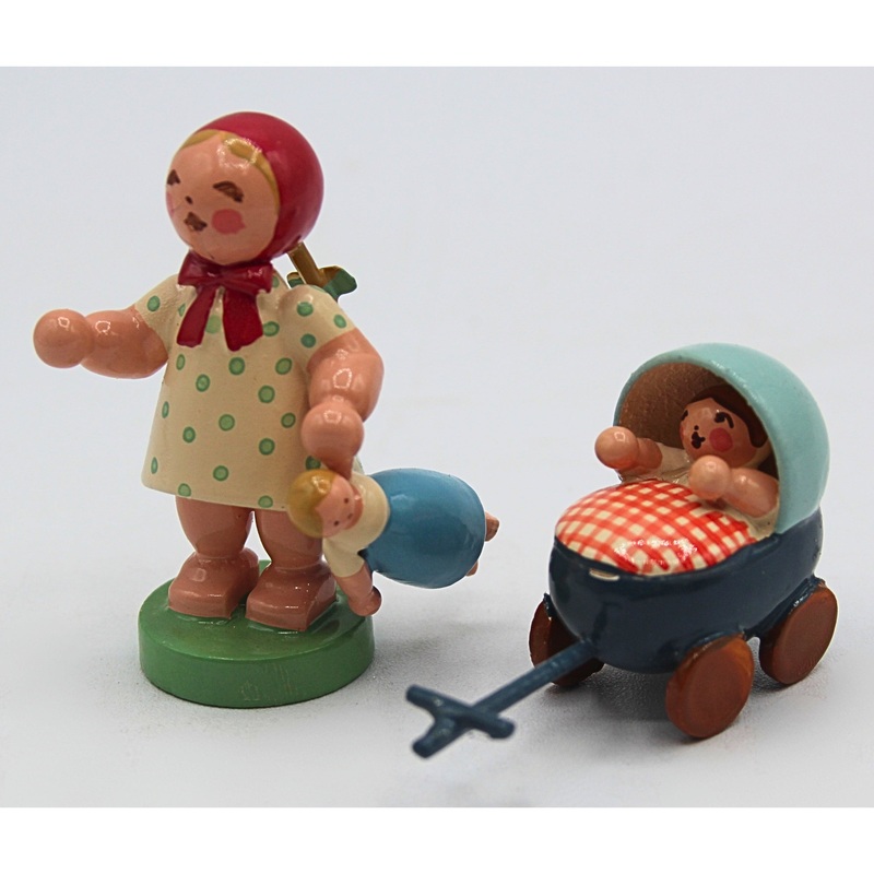 lot of 2: Wendt & Kuhn Girl with Doll & Baby Carriage