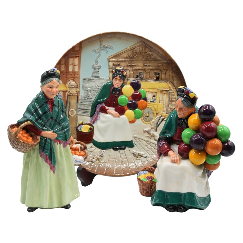 Lot of 3: The Old Ballon Seller & The Orange Lady Figurine | Please Read