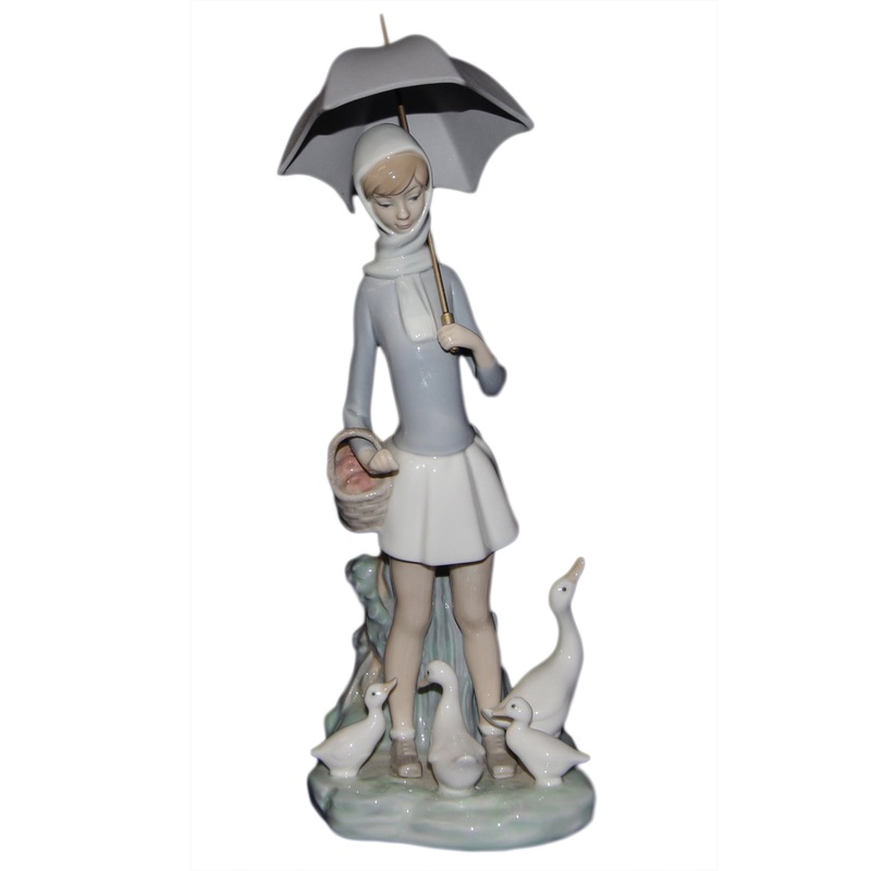 Lladr Figurine: 4510 Girl with Umbrella & Geese