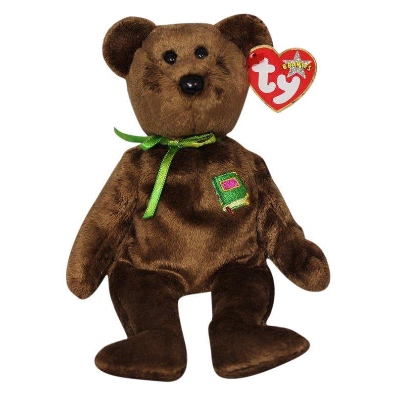 Ty Beanie Baby: William the Bear – Closed Book – Green Ribbon