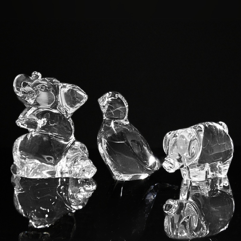 Lot of 3: Villeroy & Boch Crystal Pig, Bird, Elephant