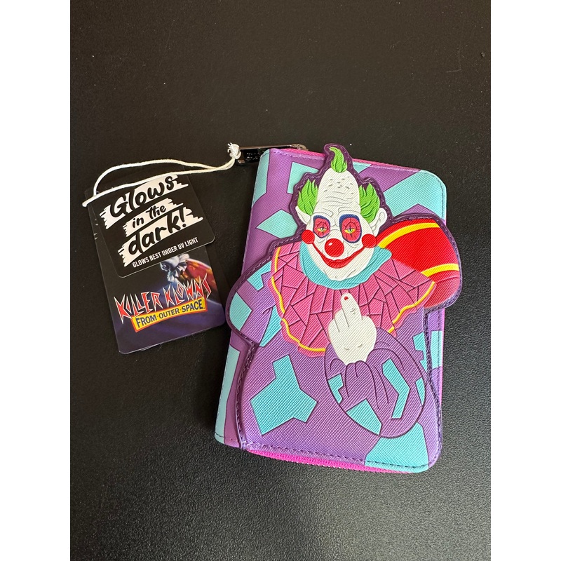 Loungefly Killer Klowns From Outer Space Jumbo GITD Cosplay Zip Around Wallet