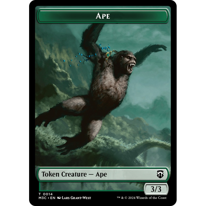 Ape (Ripple Foil) // Plant Double-Sided Token [Modern Horizons 3 Commander Tokens]