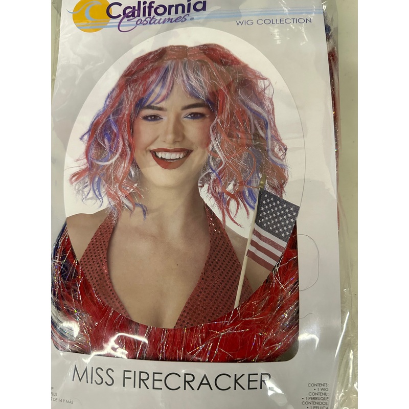 California Costumes 4th of July Miss Fireworks Bob Wig