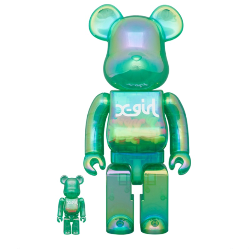 Bearbrick X-girl Clear Green Ver.400% & 100% Be@rbrick 2023 Limited