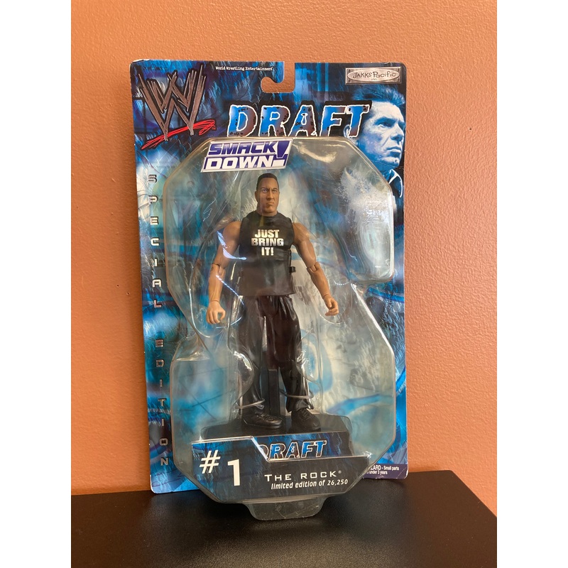 WWE DRAFT Special Edition The Rock Figure card damage