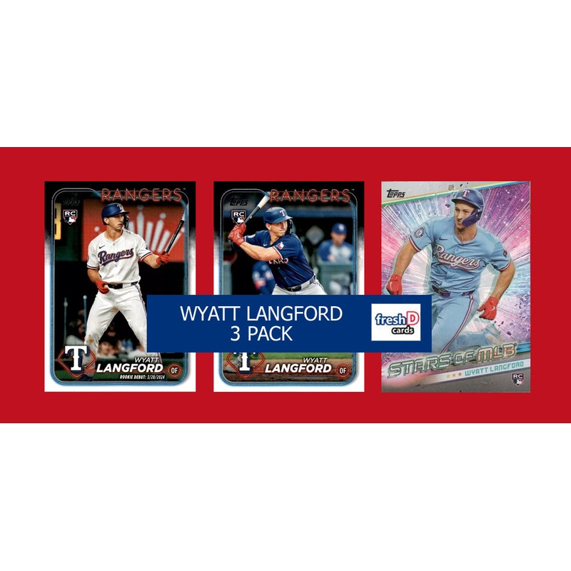 2024 Topps Update Wyatt Langford 3 PACK RC US151 Debut US341 Stars Of MLB SMLB-85 Texas Rangers