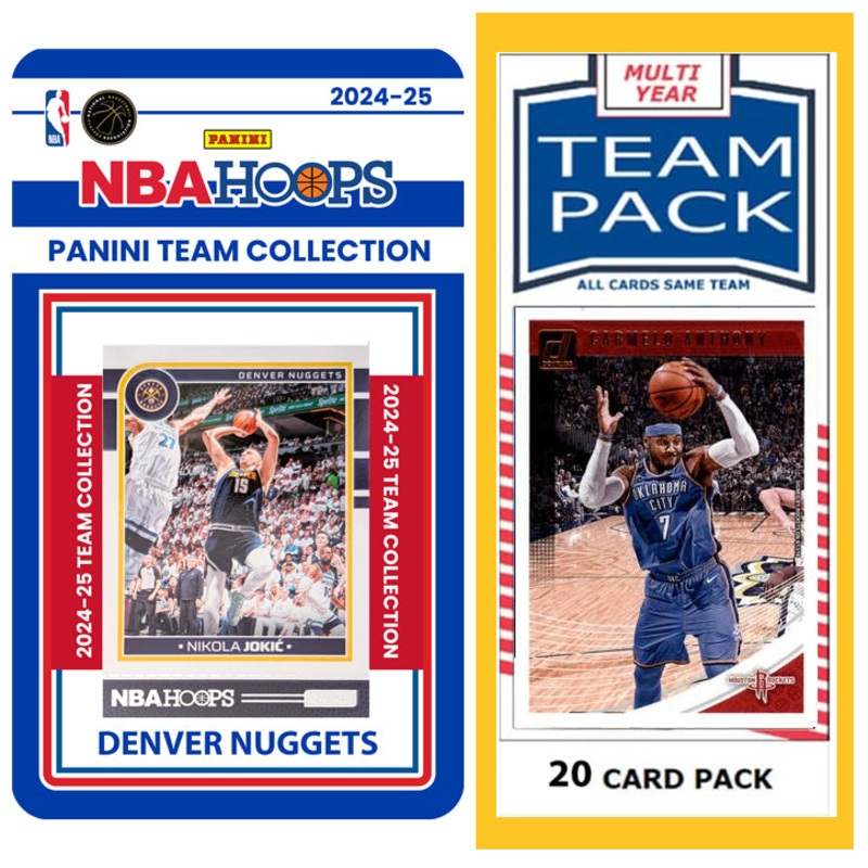 Denver Nuggets Multiyear Pack 20 Cards Carmelo Anthony + 2024-25 HOOPS Team Set Jokic