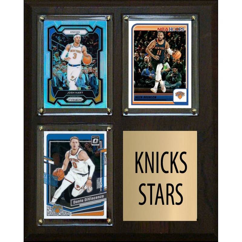Knicks Stars 3 Card Plaque Donruss Hoops Fleer Topps 2023 2024 Jalen Brunson Josh Hart DiVincenzo