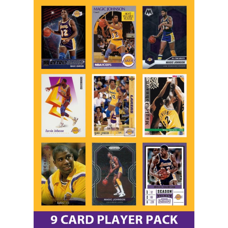 Magic Johnson 9 Card Player Pack 2023-24 Hoops Panini Los Angeles Lakers