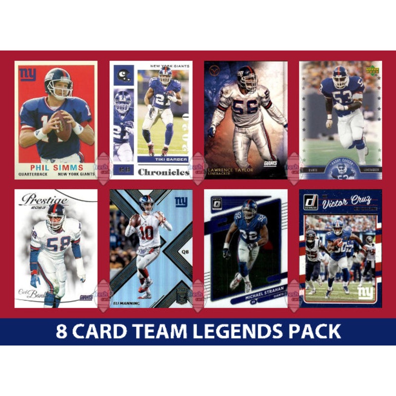 New York Giants 8 Card Legends Pack Donruss Topps Panini LT Eli Manning Strahan