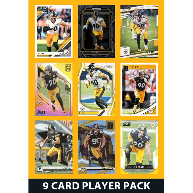 TJ Watt 9 Card Player Pack 2023 2024 2025  Donruss Panini Score Pittsburgh Steelers