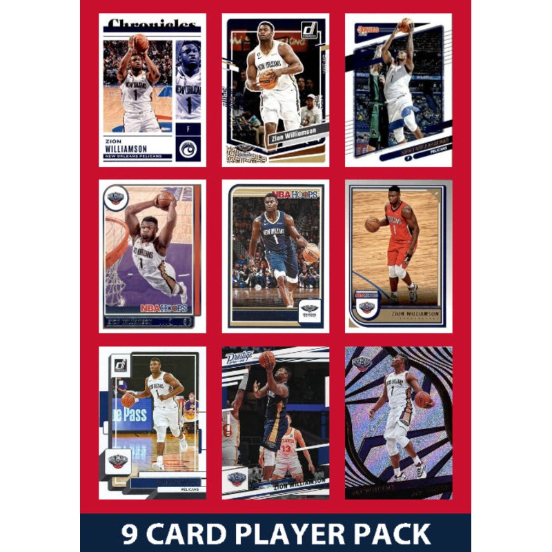 Zion Williamson 9 Card Player Pack 2023-24 Hoops Donruss Panini New Orleans Pelicans