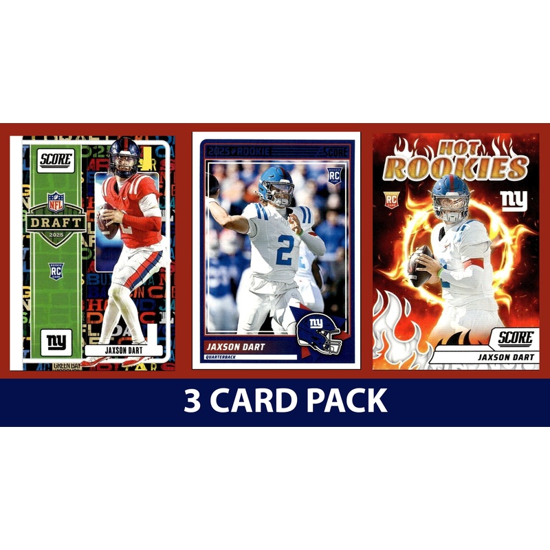 2025 SCORE Jaxson Dart New York Giants RC Insert 3 Pack Hot Rookies Draft Base RC 35