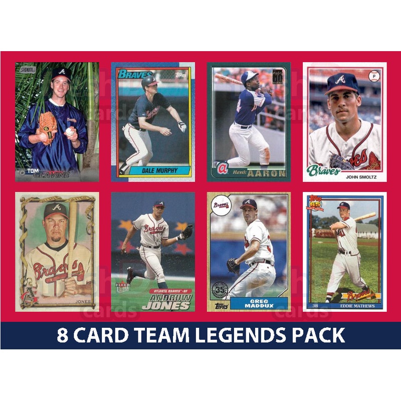 Atlanta Braves 8 Card Legends Pack 2023 Topps Bowman Hank Aaron Chipper