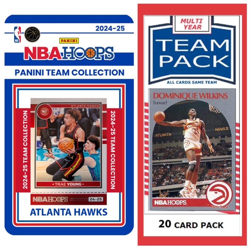 Atlanta Hawks Multiyear Pack 20 Cards Dominique Wilkins + 2024-25 HOOPS Team Set Trae Young