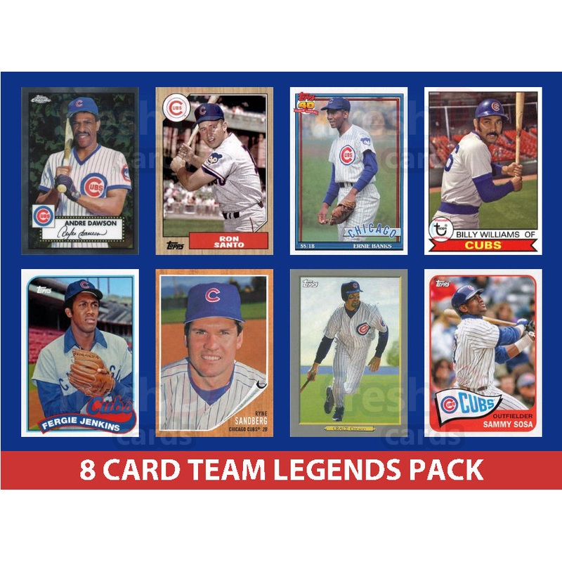 Chicago Cubs 8 Card Legends Pack 2023 2024 2025 Topps Bowman Sandberg Banks Sosa